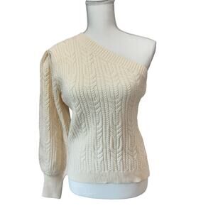 MAVERICK THE COLLECTION One Shoulder Cable Knit Sweater Size L